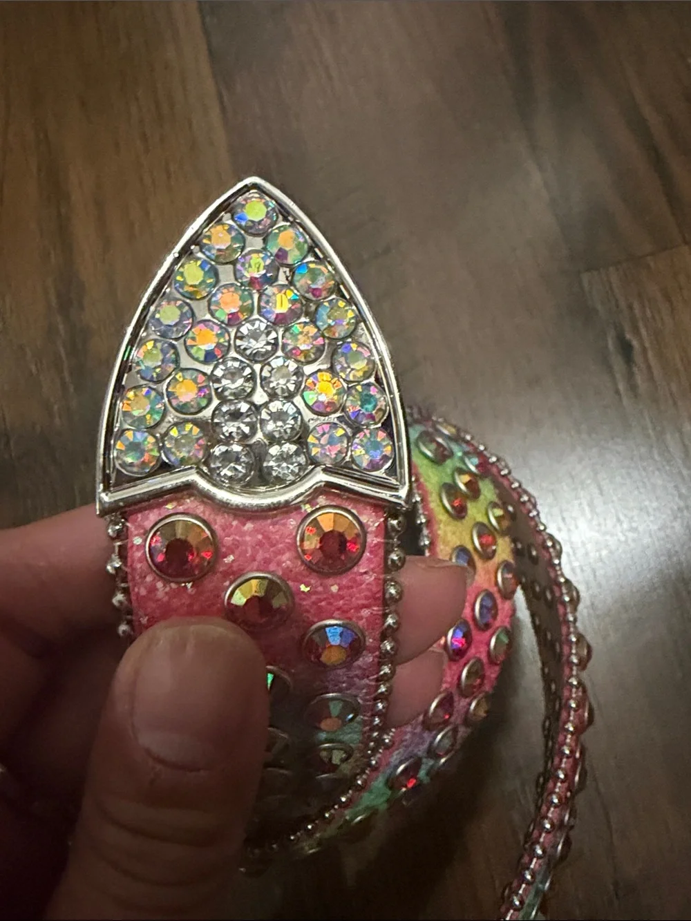Rainbow Crystal Studded Women’s Belt